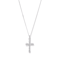45cm Flared Cross Necklace with Cubic Zirconia in Sterling Silver Pendants Bevilles 