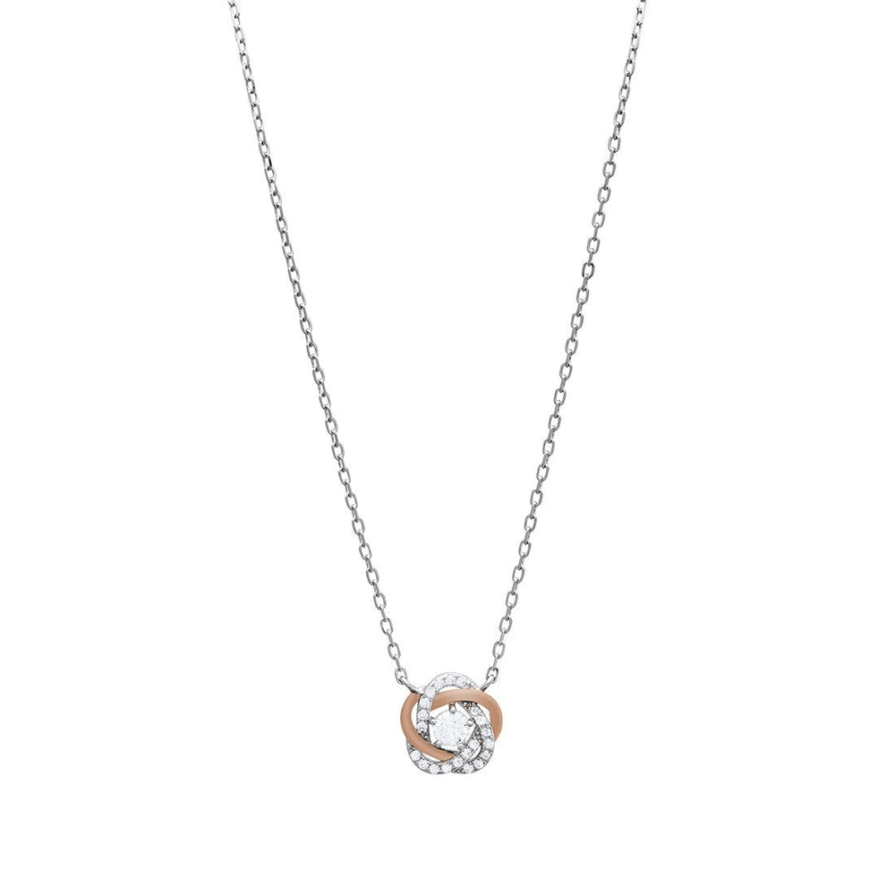 45cm Cubic Zirconia Twist Necklace in Sterling Silver Pendants Bevilles 
