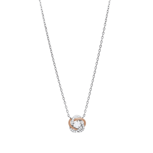 45cm Cubic Zirconia Twist Necklace in Sterling Silver Pendants Bevilles 