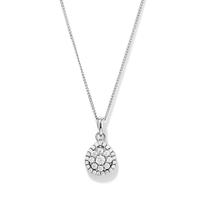 45cm Cubic Zirconia Pear Halo Necklace in Sterling Silver Pendants Bevilles 
