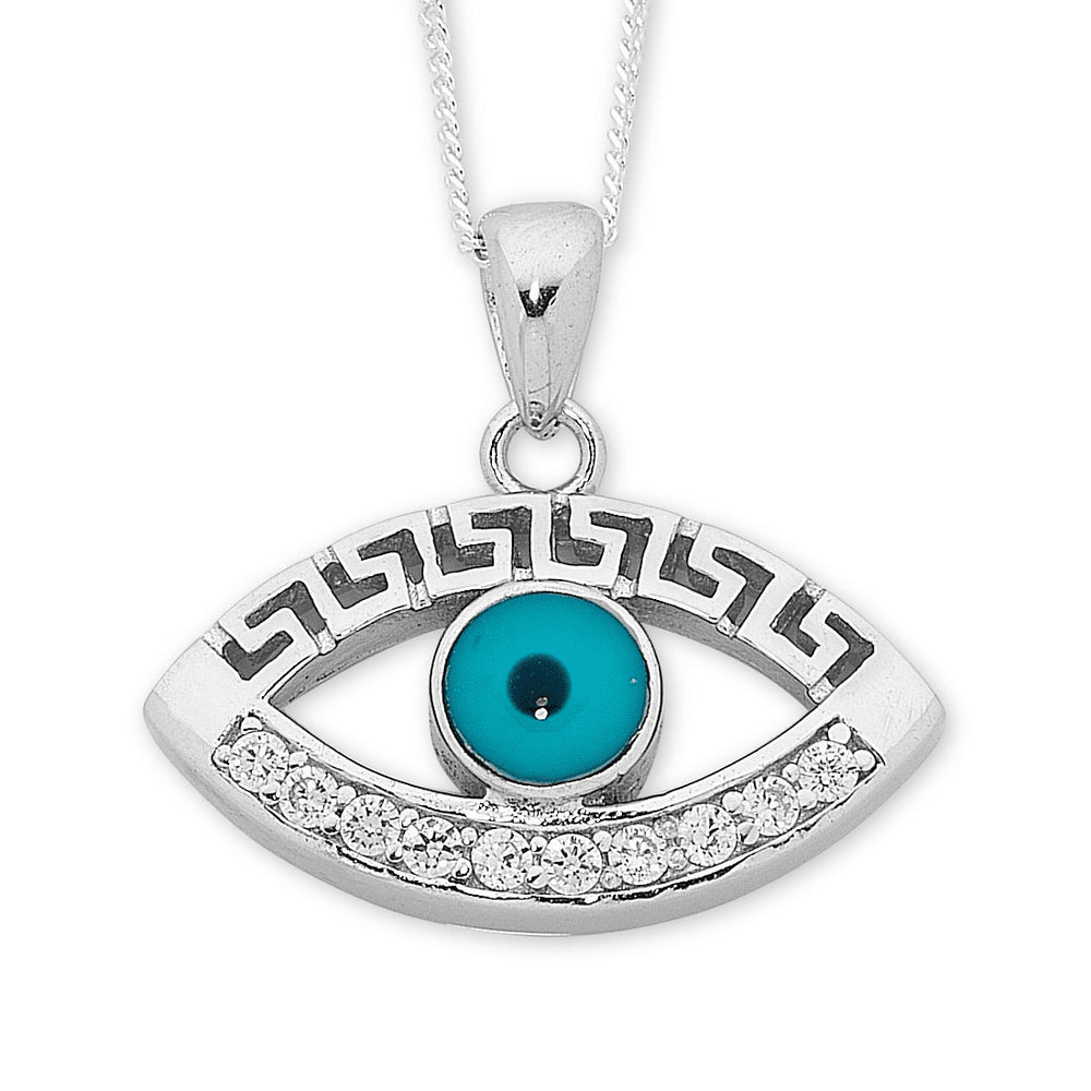 45cm Evil Eye Necklace in Sterling Silver Pendants Bevilles 
