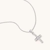 45cm White Cubic Zirconia Cross Pendant Necklace in Sterling Silver Pendants Bevilles 
