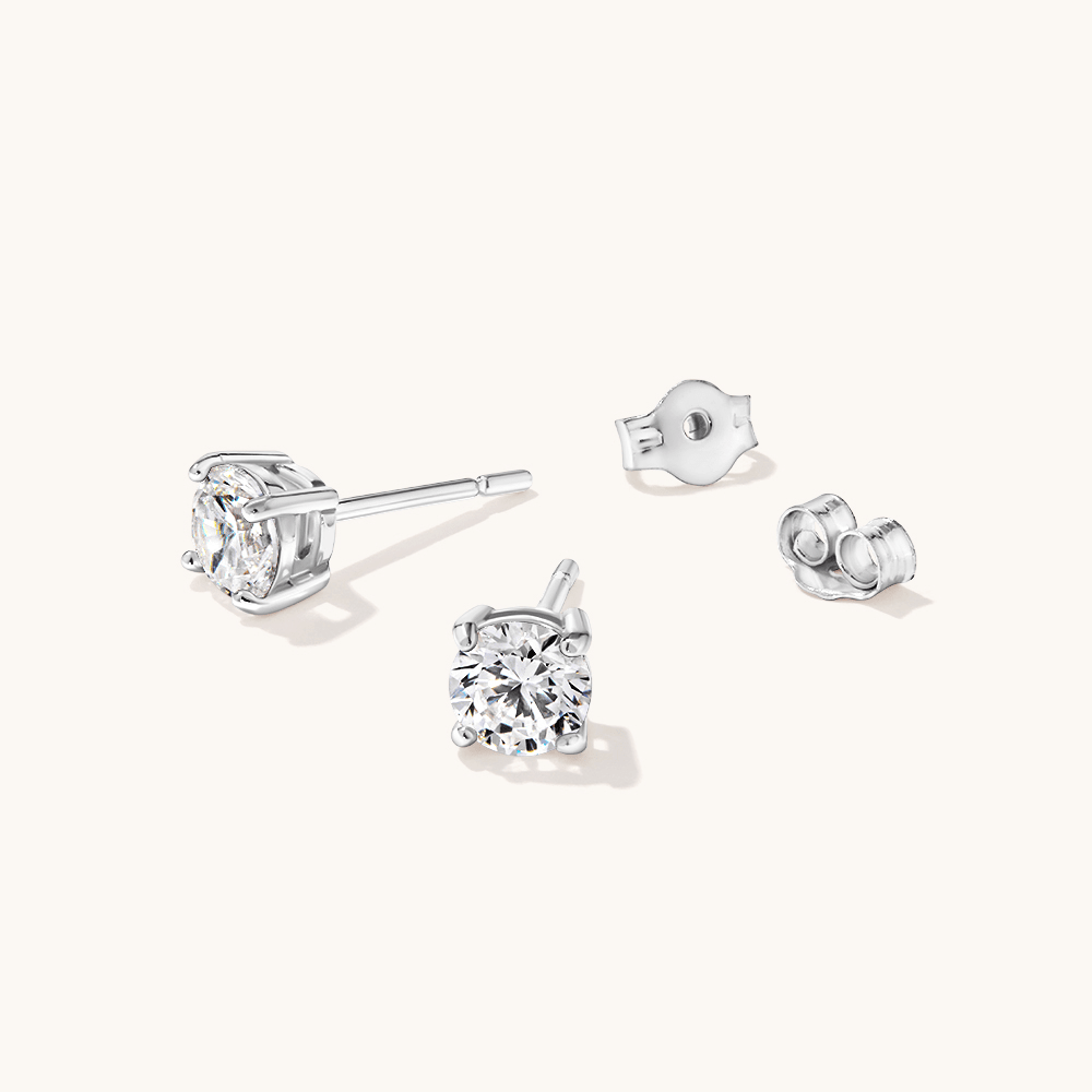 Sterling Silver 5mm Cubic Zirconia Earrings Earrings Bevilles 