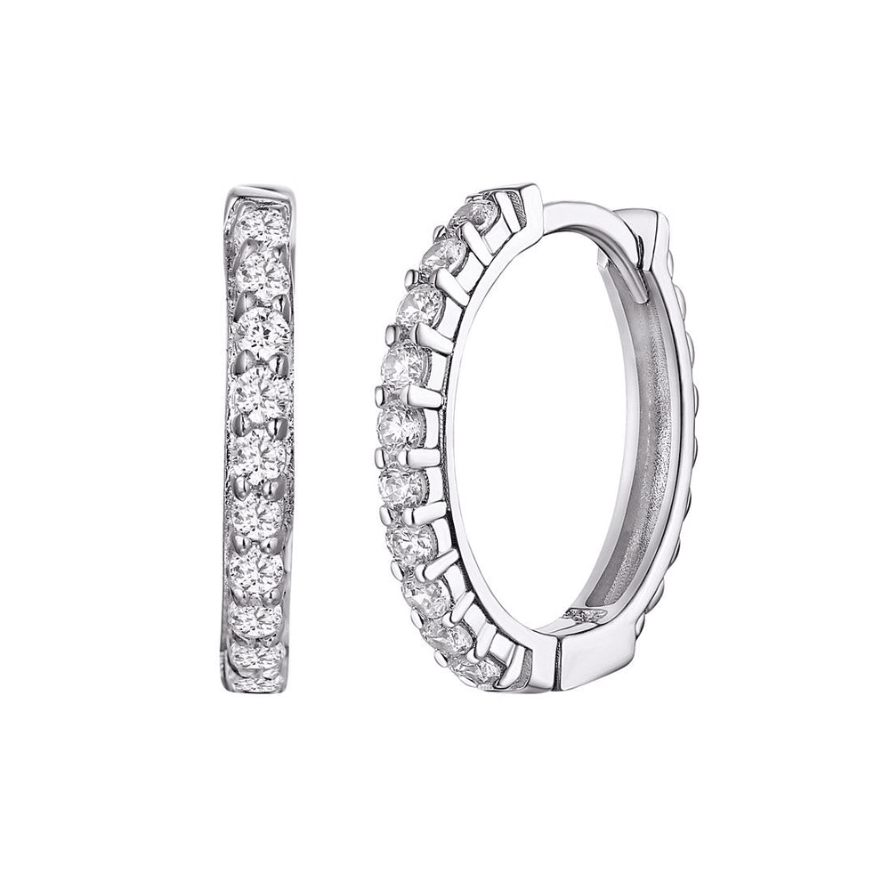 Sterling Silver Cubic Zirconia Claw Set Hoop Earrings 17mm Earrings Bevilles 