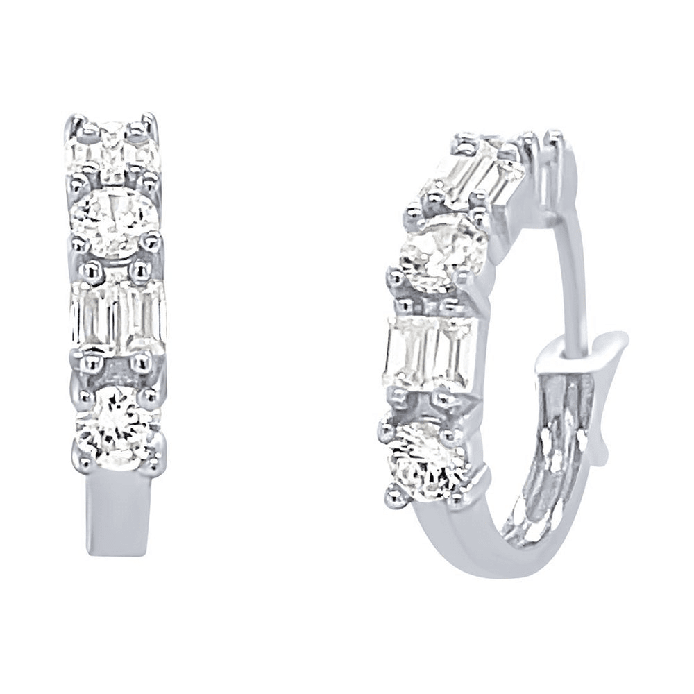 15mm Hoop Earrings with Cubic Zirconia in Sterling Silver Earrings Bevilles 