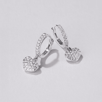 Cubic Zirconia Heart Drop Hoop Earrings in Sterling Silver Earrings Bevilles 