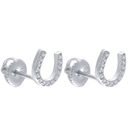 Horseshoe Stud Earrings with Cubic Zirconia in Sterling Silver Earrings Bevilles 