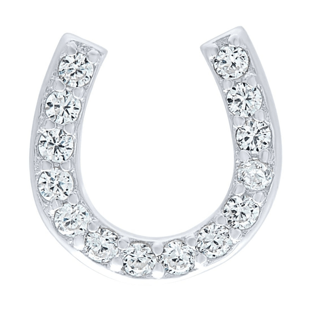 Horseshoe Stud Earrings with Cubic Zirconia in Sterling Silver Earrings Bevilles 