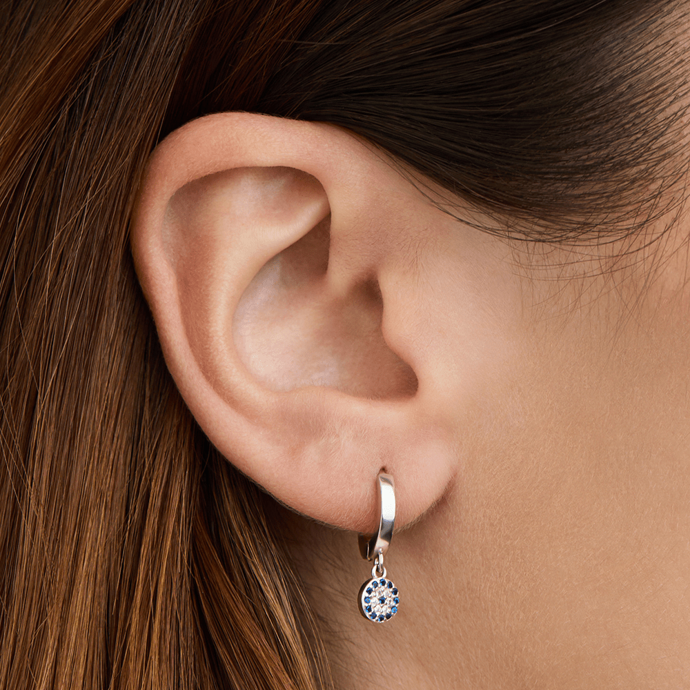 Evil Eye Sterling Silver Drop Earrings Earrings Bevilles 