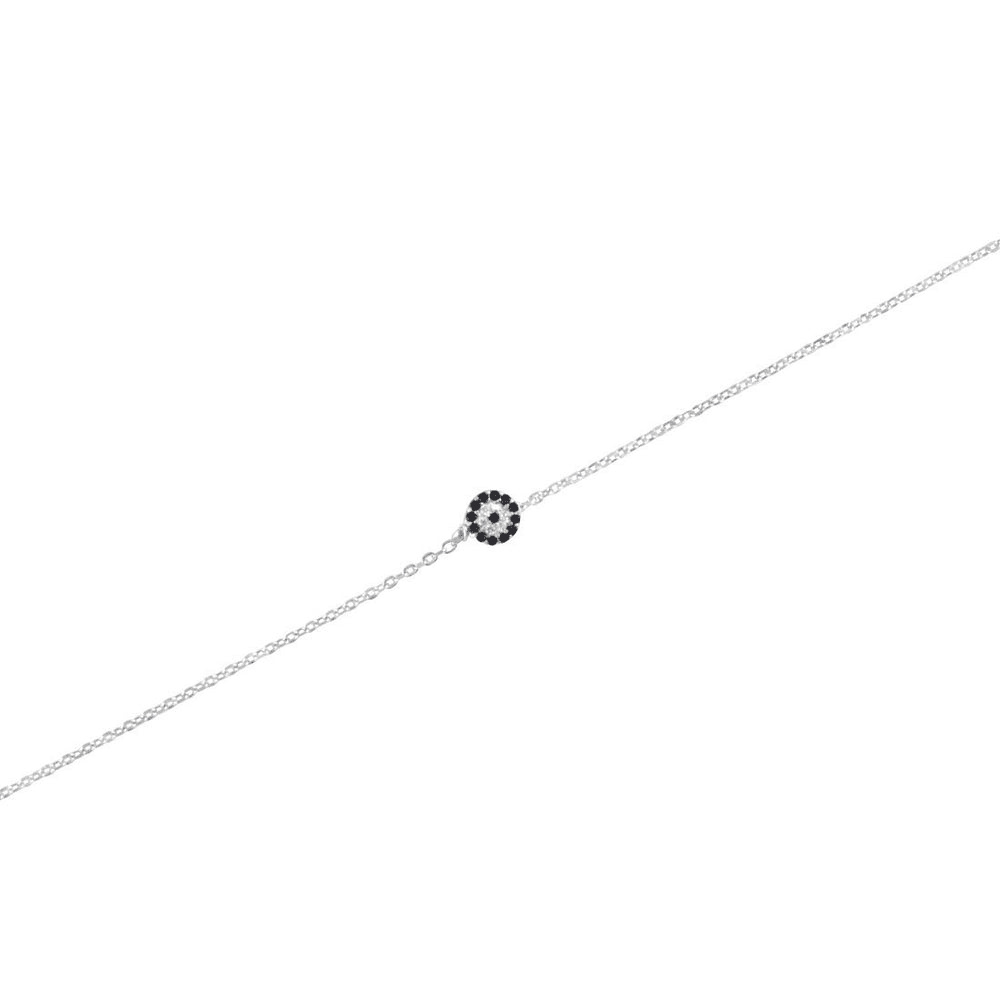 27cm White and Blue Cubic Zirconia Evil Eye Anklet in Sterling Silver Bevilles 
