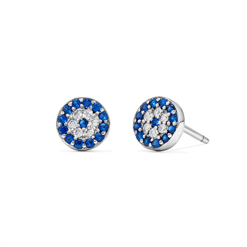 Sterling Silver Evil Eye Cubic Zirconia Stud Earrings Earrings Bevilles 
