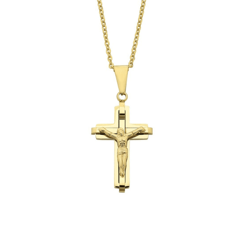 50cm Cross Necklace Yellow Stainless Steel Pendants Bevilles 
