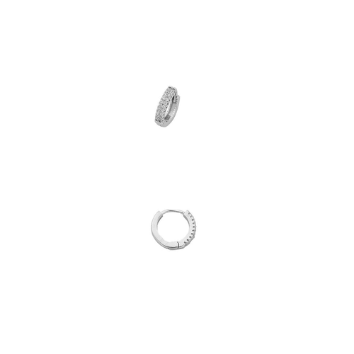 13mm Sterling Silver Cubic Zirconia Double Row Hoop Earrings Earrings Bevilles 