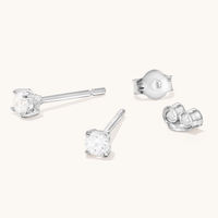 Sterling Silver 3mm Claw Set Cubic Zirconia Stud Earrings Earrings Bevilles 