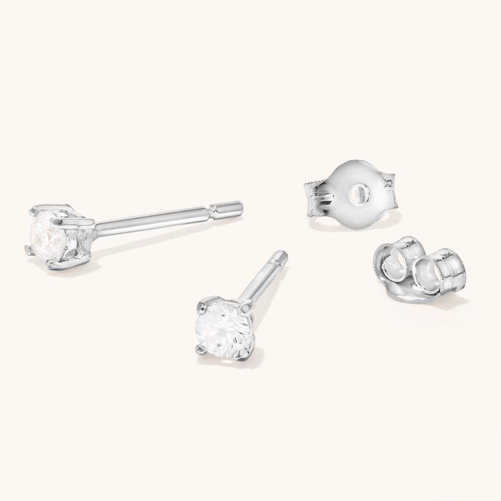 Sterling Silver 3mm Claw Set Cubic Zirconia Stud Earrings Earrings Bevilles 