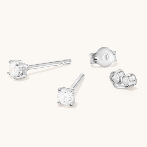 Sterling Silver 3mm Claw Set Cubic Zirconia Stud Earrings Earrings Bevilles 