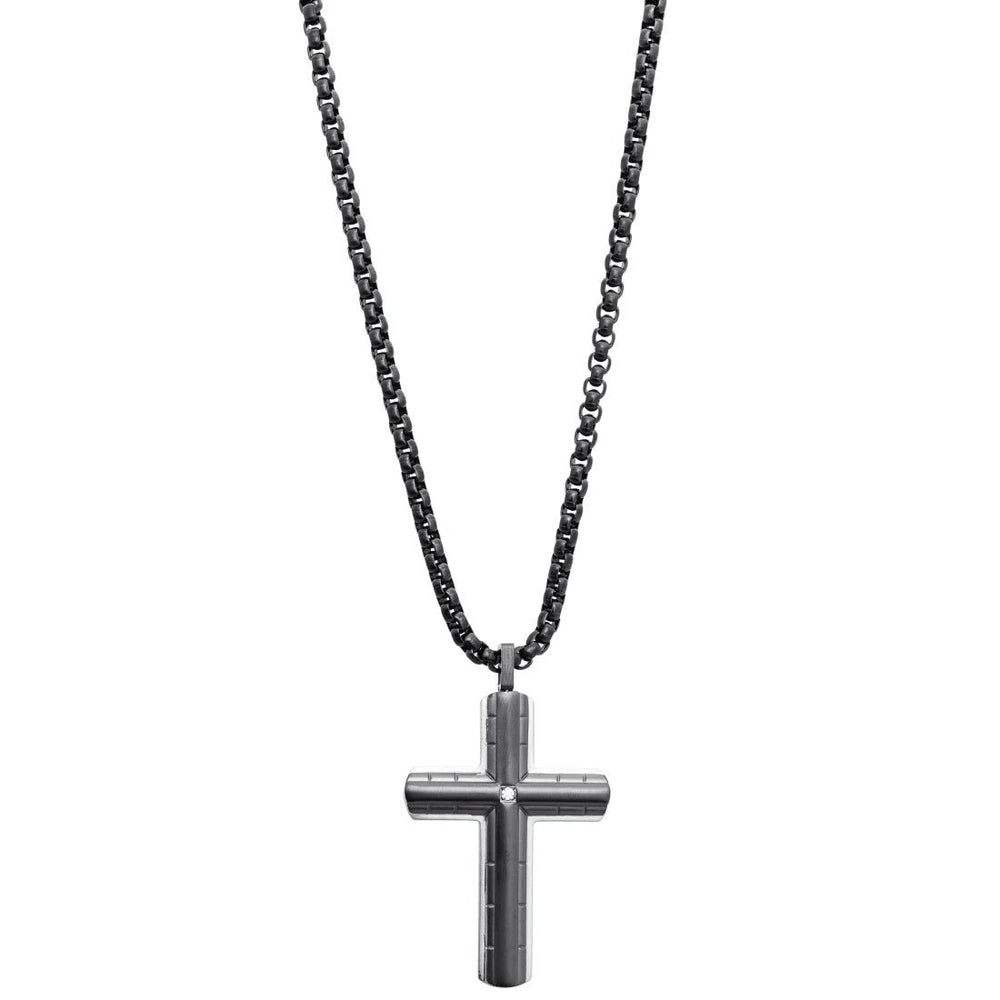 60cm Men's Black Stainless Steel Cross Necklace Pendants Bevilles 