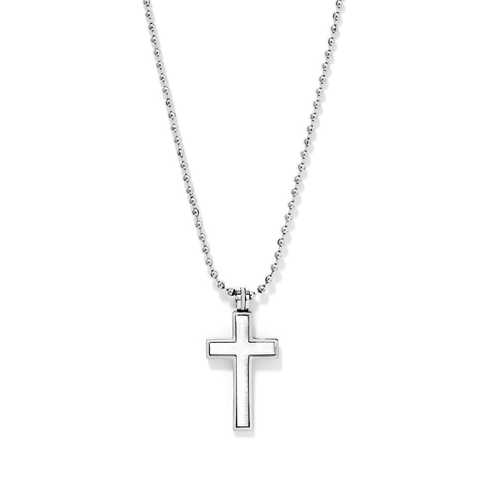 55cm Men's Cross Necklace in Stainless Steel Pendants Bevilles 