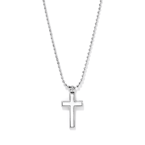 55cm Men's Cross Necklace in Stainless Steel Pendants Bevilles 