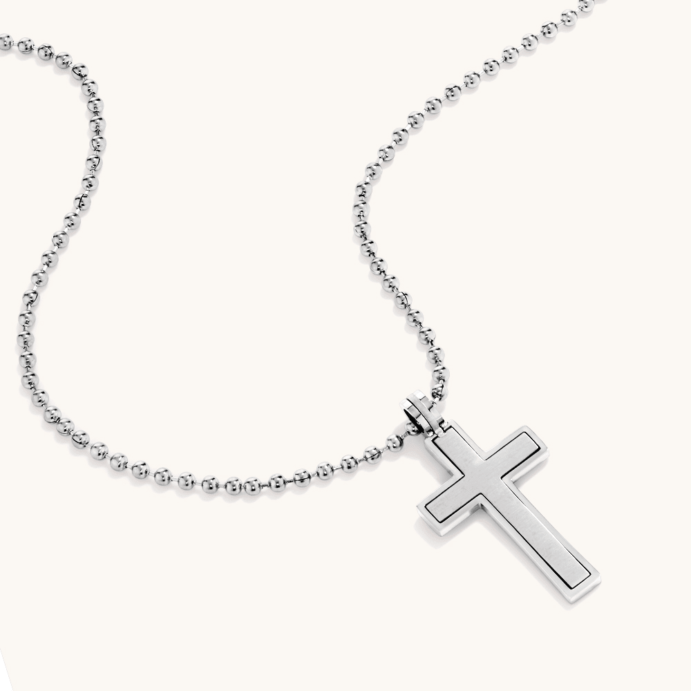 55cm Men's Cross Necklace in Stainless Steel Pendants Bevilles 