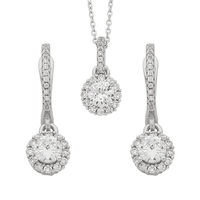 Sterling Silver Cubic Zirconia Necklace and Earrings Set Bevilles 