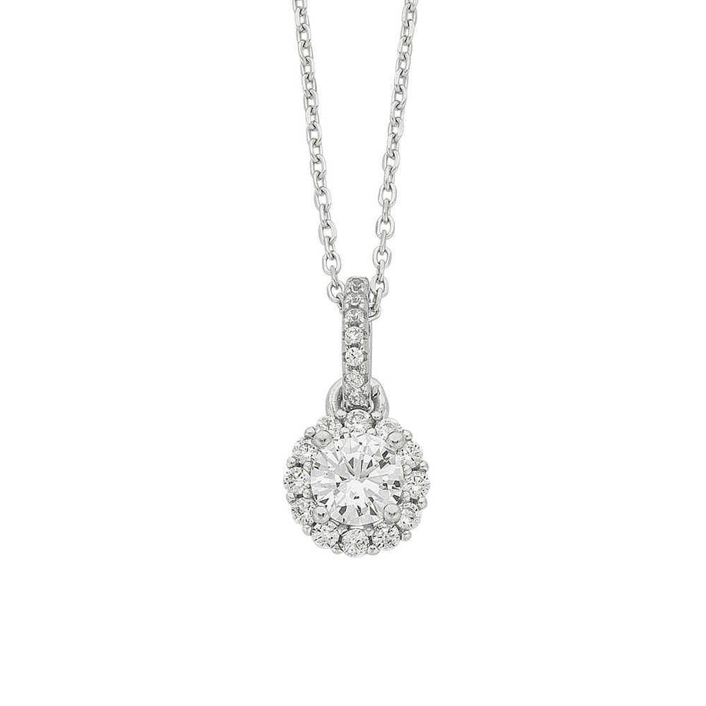 Sterling Silver Cubic Zirconia Necklace and Earrings Set Bevilles 