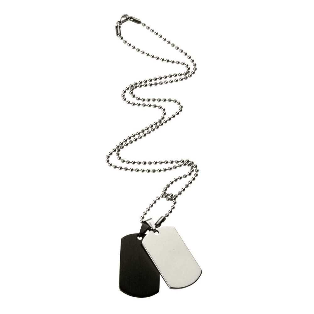60cm 2 Tone Men's Dog Tag Necklace in Stainless Steel Pendants Bevilles 
