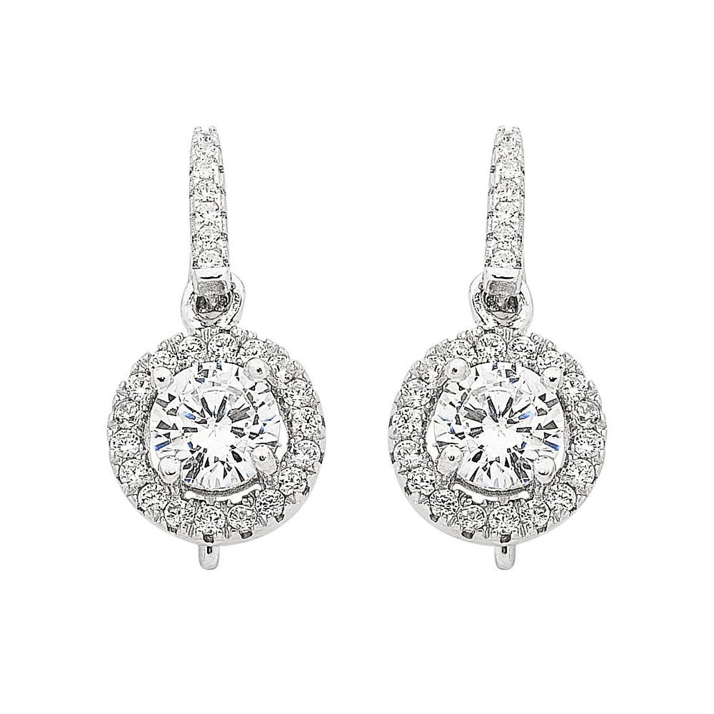 Sterling Silver Cubic Zirconia Hook Drop Earrings Earrings Bevilles 