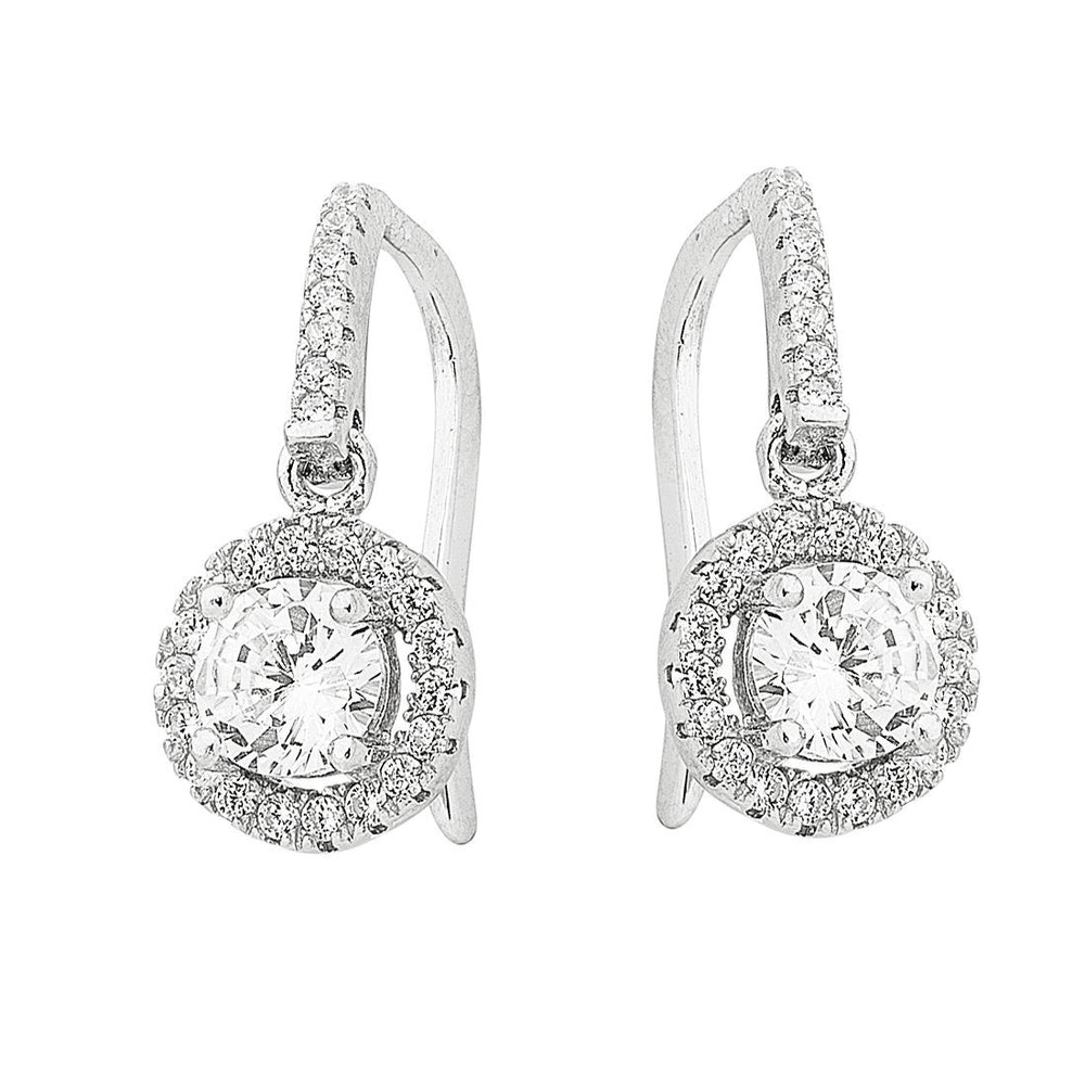 Sterling Silver Cubic Zirconia Hook Drop Earrings Earrings Bevilles 