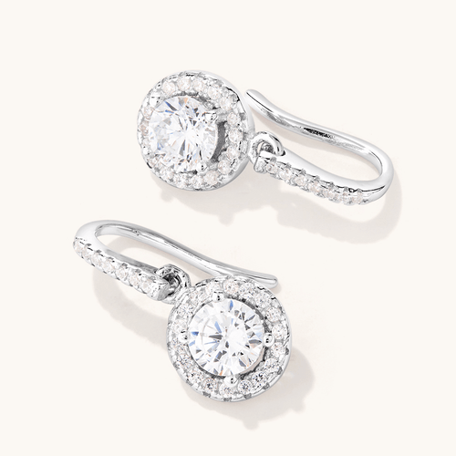 Sterling Silver Cubic Zirconia Hook Drop Earrings Earrings Bevilles 