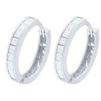 Sterling Silver Hoop Earrings with Cubic Zirconia Earrings Bevilles 