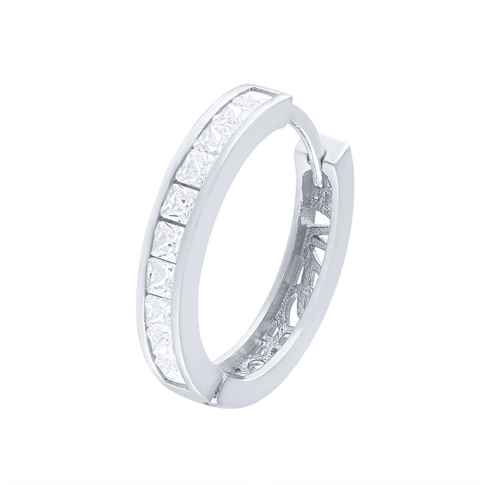 Sterling Silver Hoop Earrings with Cubic Zirconia Earrings Bevilles 