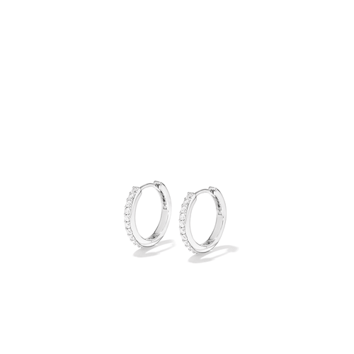 Cubic Zirconia Sterling Silver Hoop Earrings 18mm Earrings Bevilles 