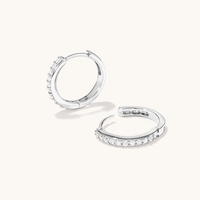 Cubic Zirconia Sterling Silver Hoop Earrings 18mm Earrings Bevilles 