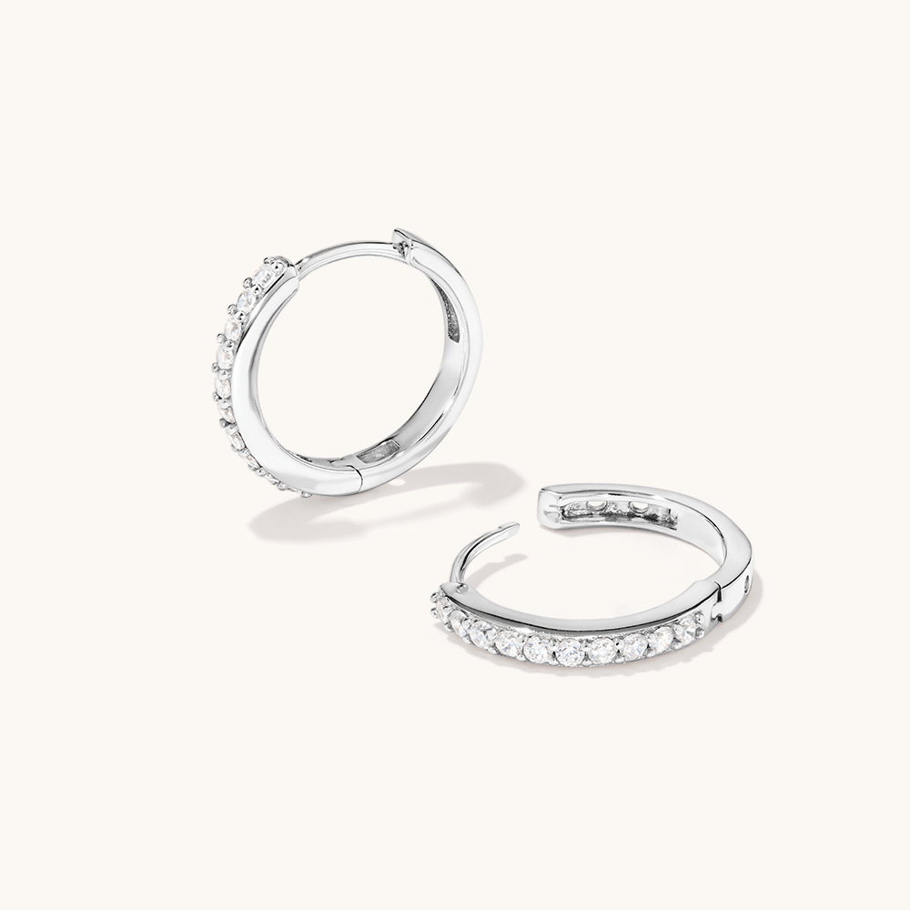 Cubic Zirconia Sterling Silver Hoop Earrings 18mm Earrings Bevilles 