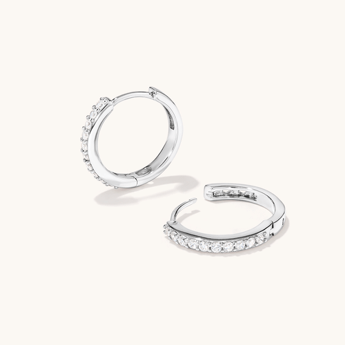 Cubic Zirconia Sterling Silver Hoop Earrings 18mm Earrings Bevilles 