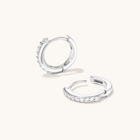 Sterling Silver Cubic Zirconia Claw Set Hoop Earrings-14mm Earrings Bevilles 