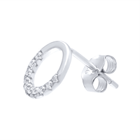 Open Circle Stud Earrings with Cubic Zirconia in Sterling Silver 9mm Earrings Bevilles 