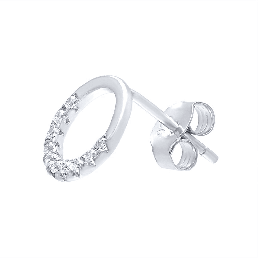 Open Circle Stud Earrings with Cubic Zirconia in Sterling Silver 9mm Earrings Bevilles 