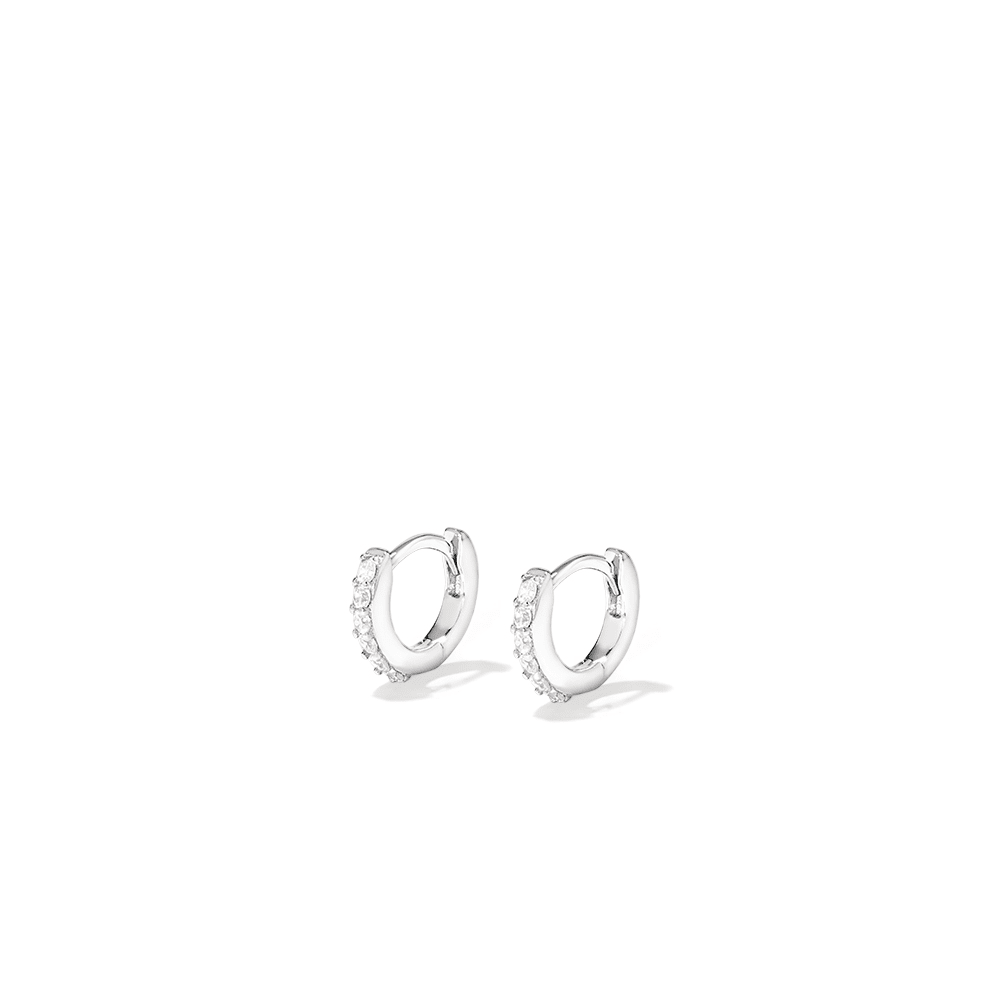 Cubic Zirconia Sterling Silver Hoop Earrings 10mm Earrings Bevilles 