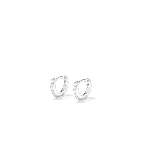 Cubic Zirconia Sterling Silver Hoop Earrings 10mm Earrings Bevilles 