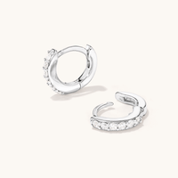 Cubic Zirconia Sterling Silver Hoop Earrings 10mm Earrings Bevilles 