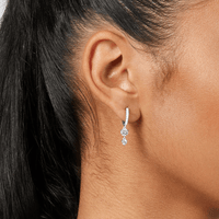 Hoop Drop Earrings with Cubic Zirconia in Sterling Silver Earrings Bevilles 