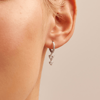 Hoop Drop Earrings with Cubic Zirconia in Sterling Silver Earrings Bevilles 