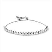 24.5cm Sterling Silver Cubic Zirconia Bezel Set Tennis Bracelet Bracelets Bevilles 