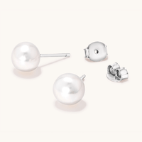 Sterling Silver 7mm White Freshwater Pearl Stud Earrings Earrings Bevilles 