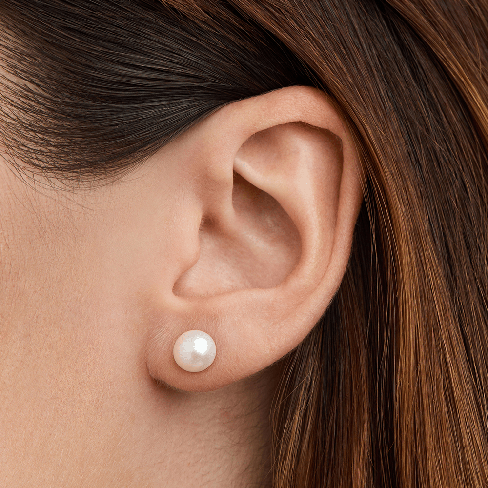 Sterling Silver 7mm White Freshwater Pearl Stud Earrings Earrings Bevilles 