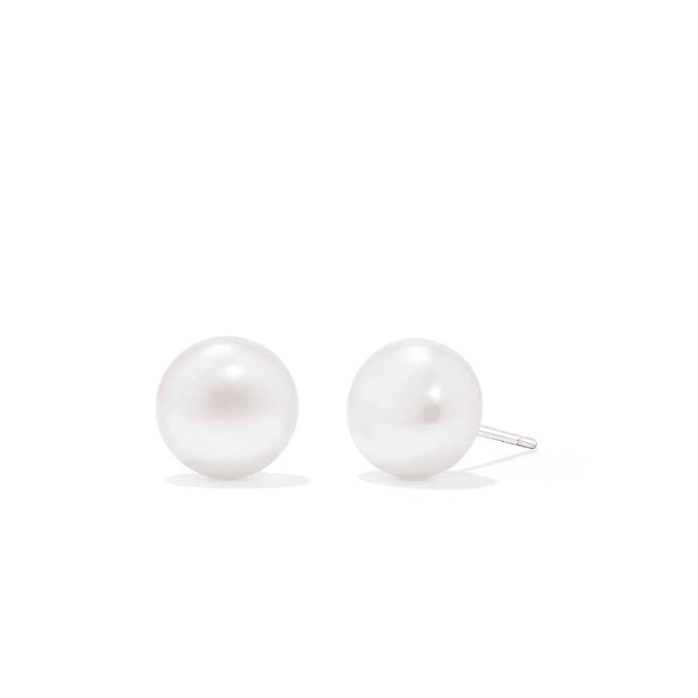 Sterling Silver 9mm White Freshwater Pearl Stud Earrings Earrings Bevilles 