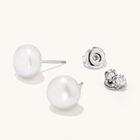 Sterling Silver 9mm White Freshwater Pearl Stud Earrings Earrings Bevilles 