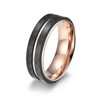 Black & Rose Gold Line Ring in Stainless Steel Rings Bevilles 